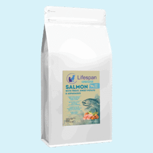 salmon with trout, sweet potato and asparagus