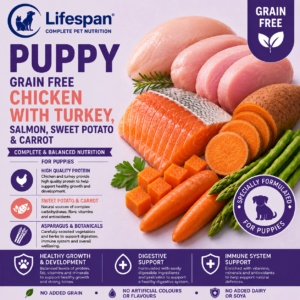puppy chicken with turkey, salmon, sweet potato & carrot