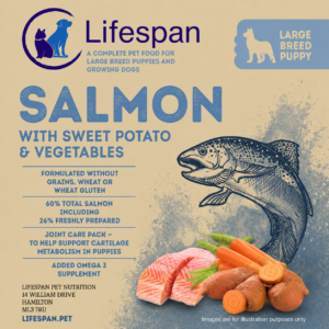 large breed puppy/junior salmon with sweet potato & vegetables