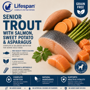 senior trout with salmon,sweet potato & asparagus