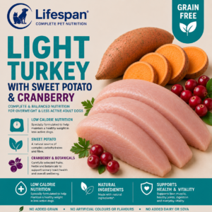 senior turkey with sweet potato & cranberry